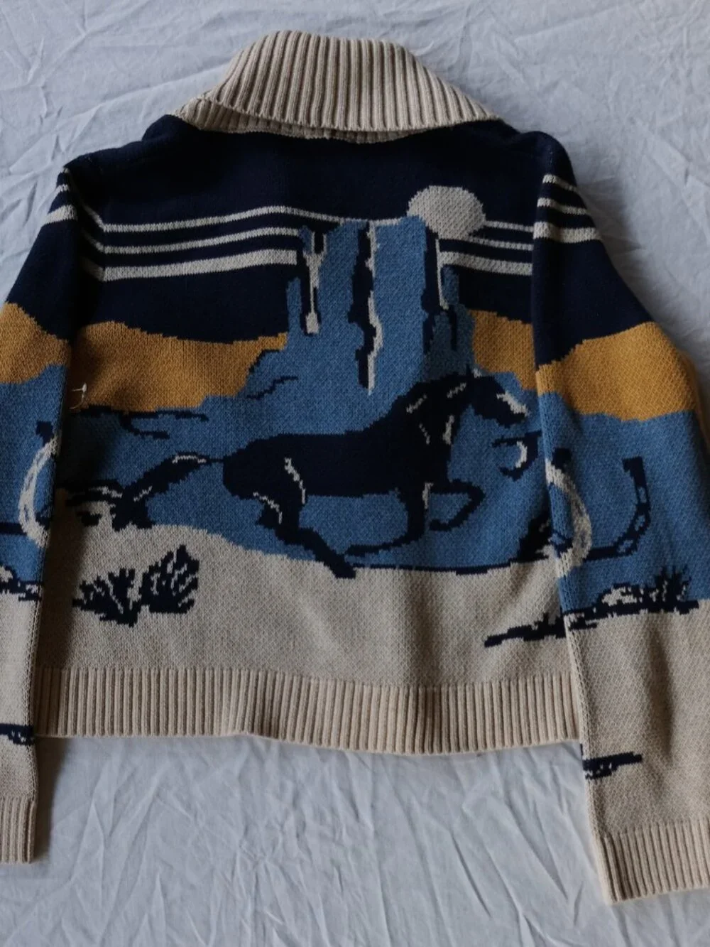 Pendleton Desert Rider Cotton Cardigan NWOT —   Horse + Saguaro Knit  Rare - Picture 5 of 5